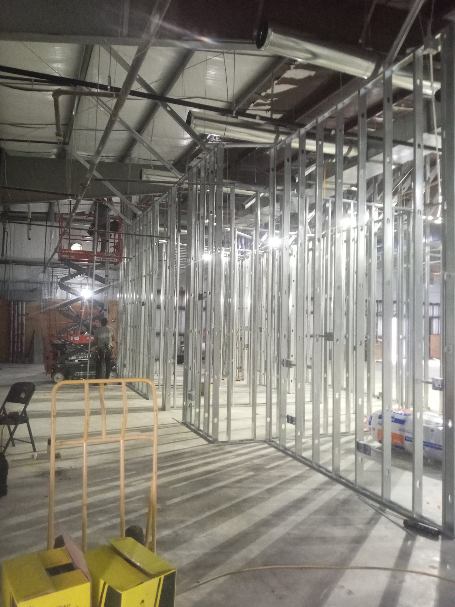 Interior framing during the AESC hospital conversion