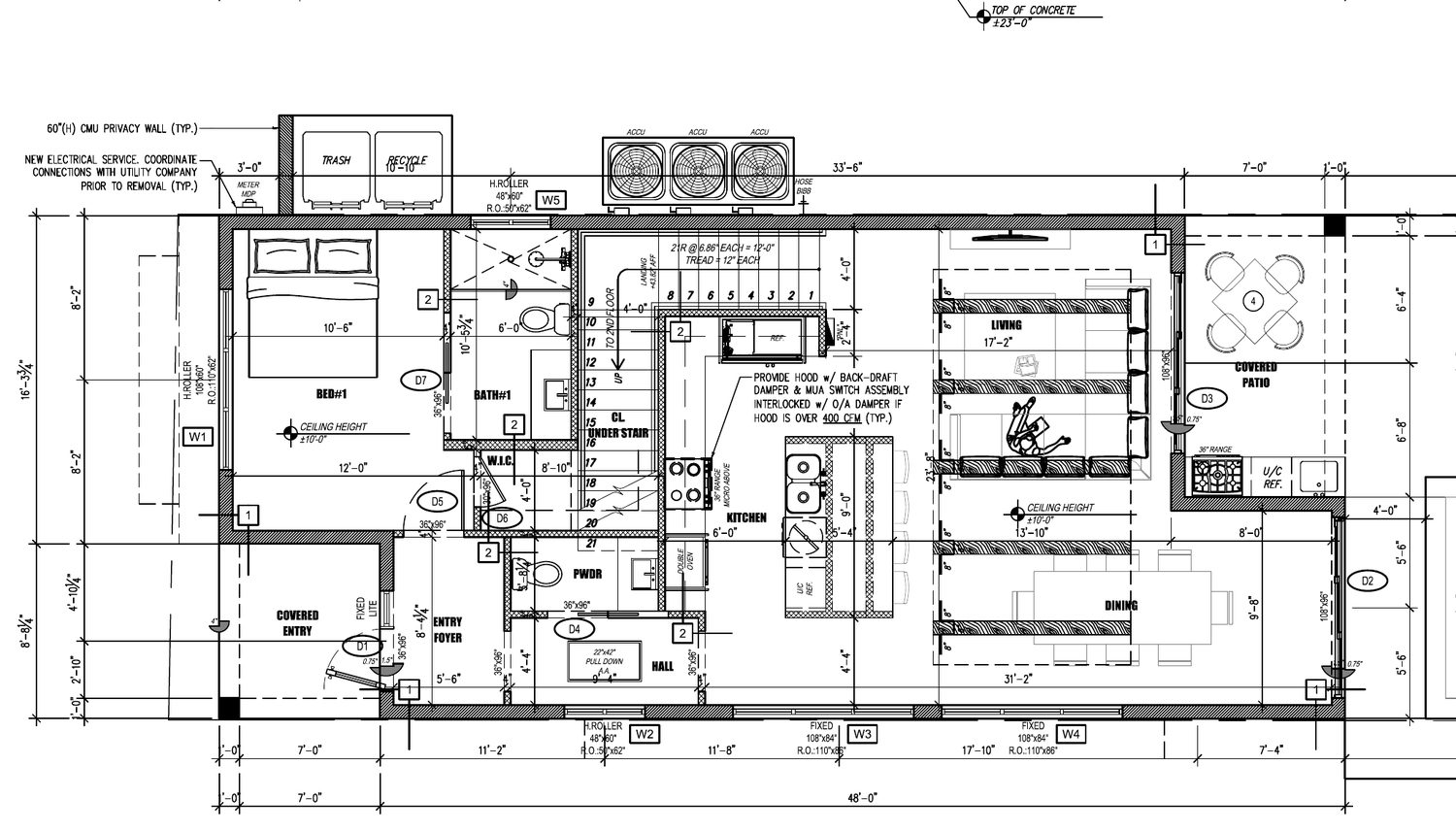 First-floor plan from the 201 SW 2nd permitted set