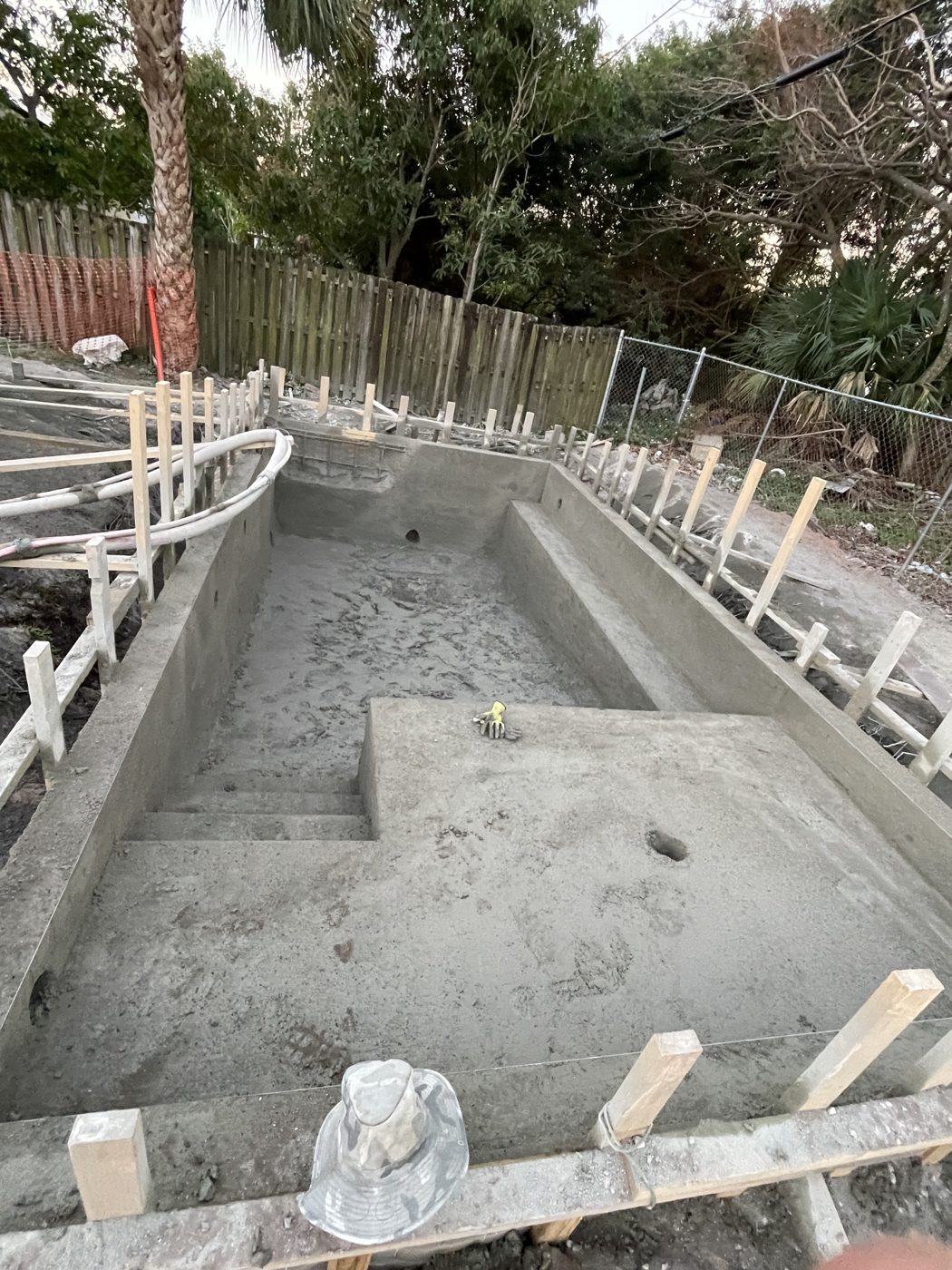 Pool shell shot and formed, before plaster and coping