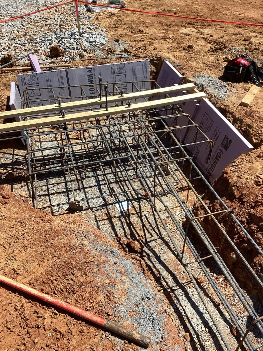 Rebar tied inside the slab edge formwork
