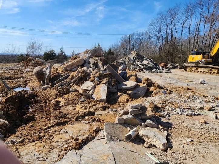 Demolition of the former restaurant in progress