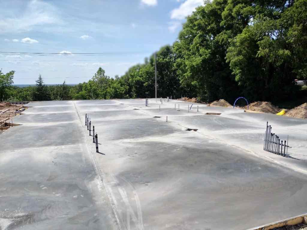Foundation and concrete slab formed and poured