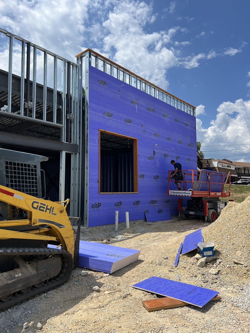Building envelope and weather barrier going on